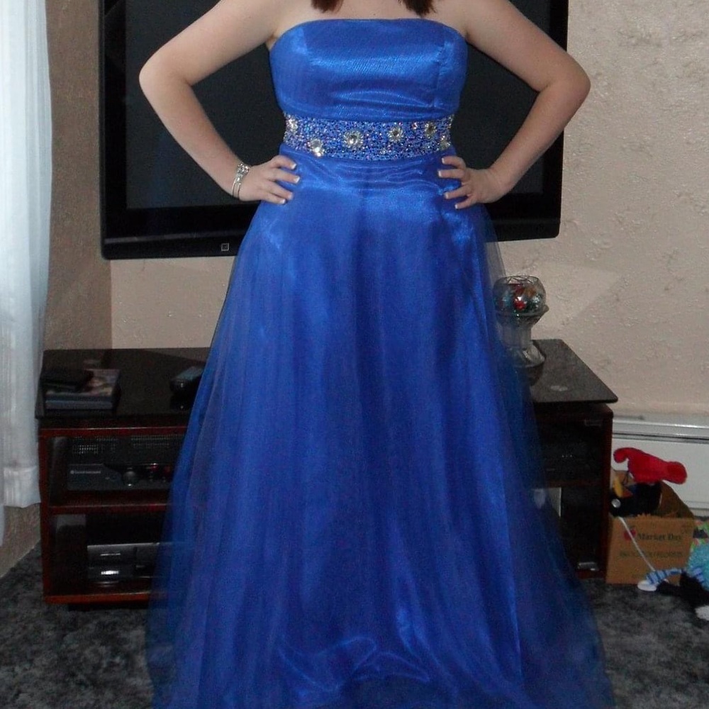 Purple/Blue Beaded-Detail Gown
